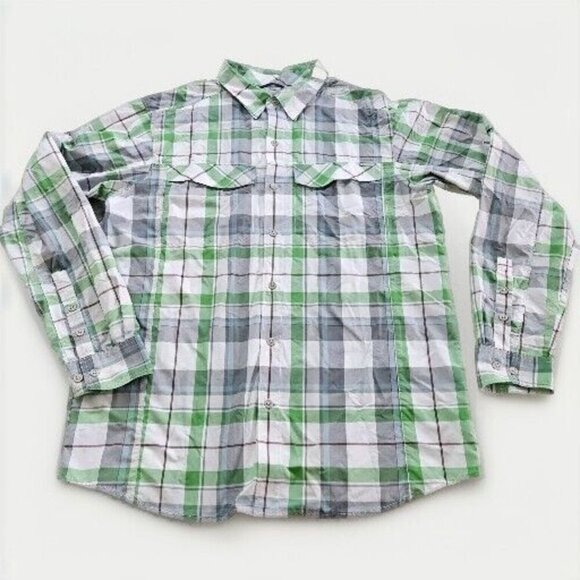Columbia Shirt Men L Plaid LS Roll Up Tab Pockets Outdoor Sun Protect Vents Mesh - Picture 10 of 16